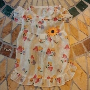 Super Cute Mushroom print Pet Dress with hook for leash.